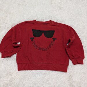 Coccodrilla Unisex Red cool glass Printed Crew Neck Loopknit Sweatshirt NWOT 2T